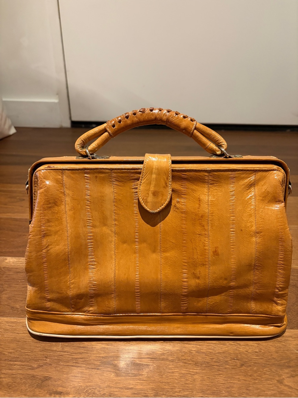 Vintage Tan Leather Top-Handle Satchel